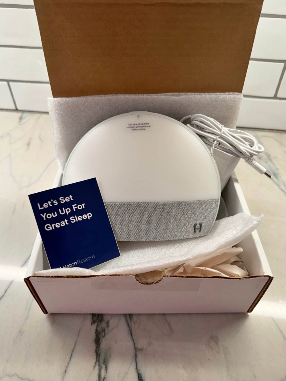 Hatch Restore White and Light Gray Sound Machine with Smart Light